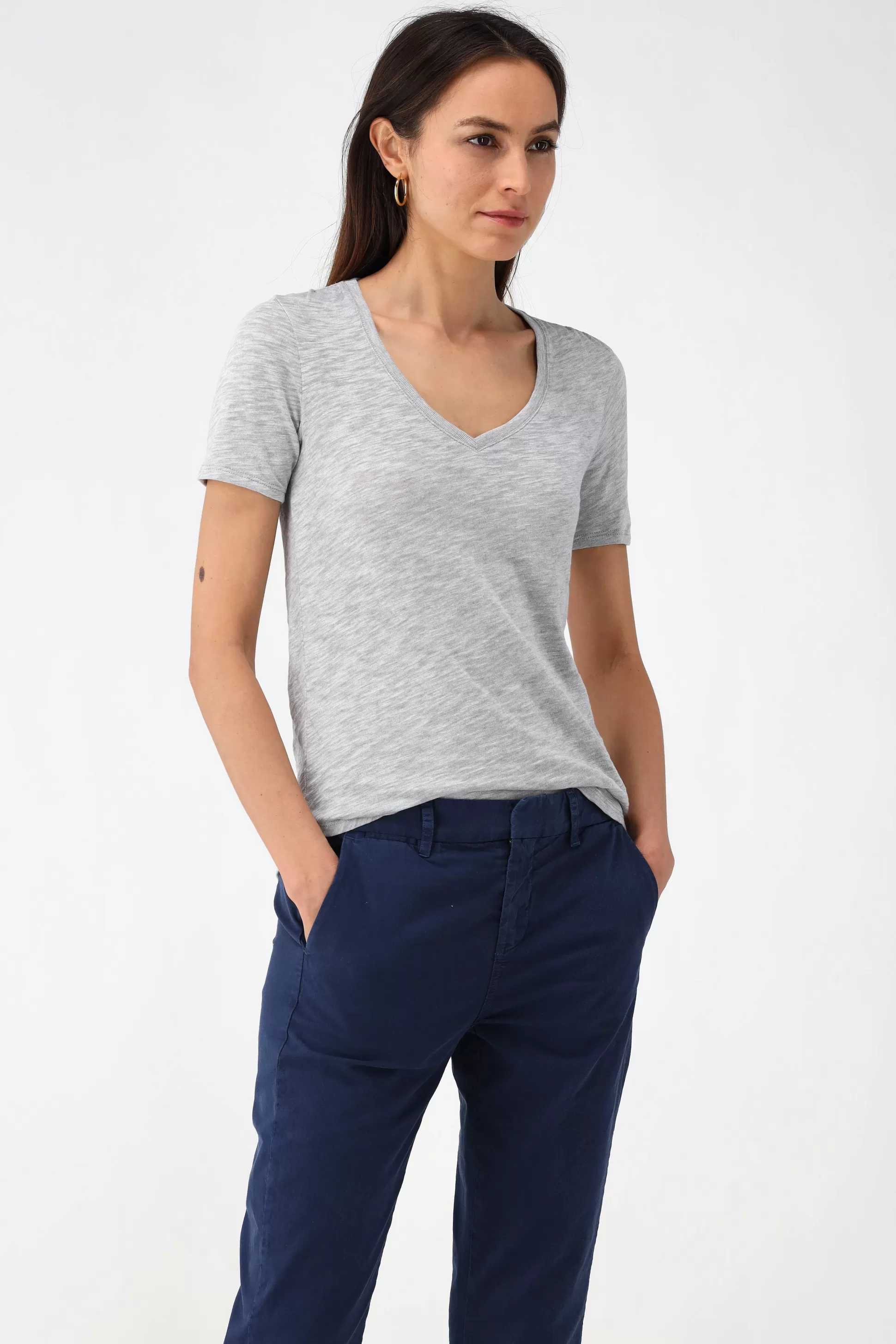 Anthony Thomas Melillo T-Shirts & Manches Longues^T-Shirt Classic V En Gris Clair