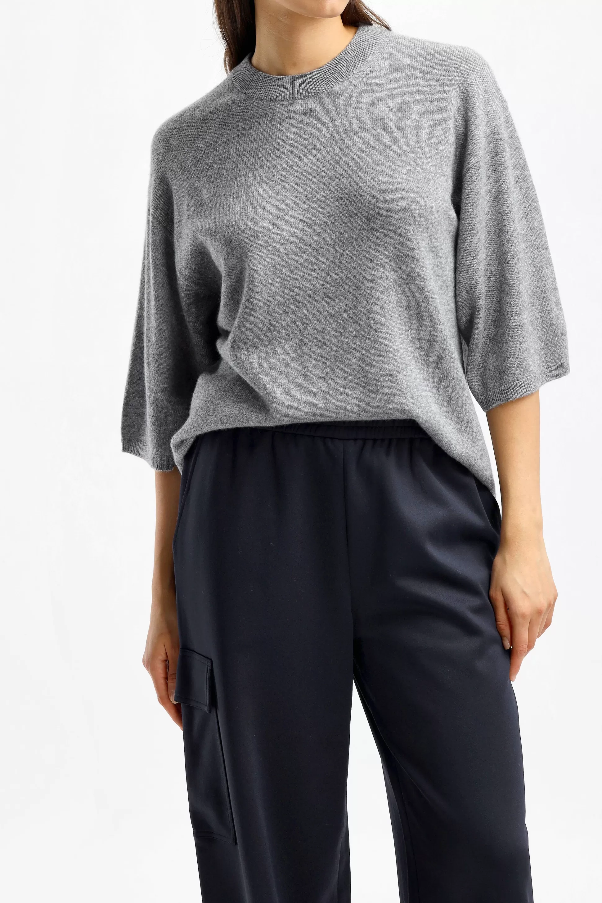 Tibi Pull-Over^T-Shirt En Cachemire Gris Clair