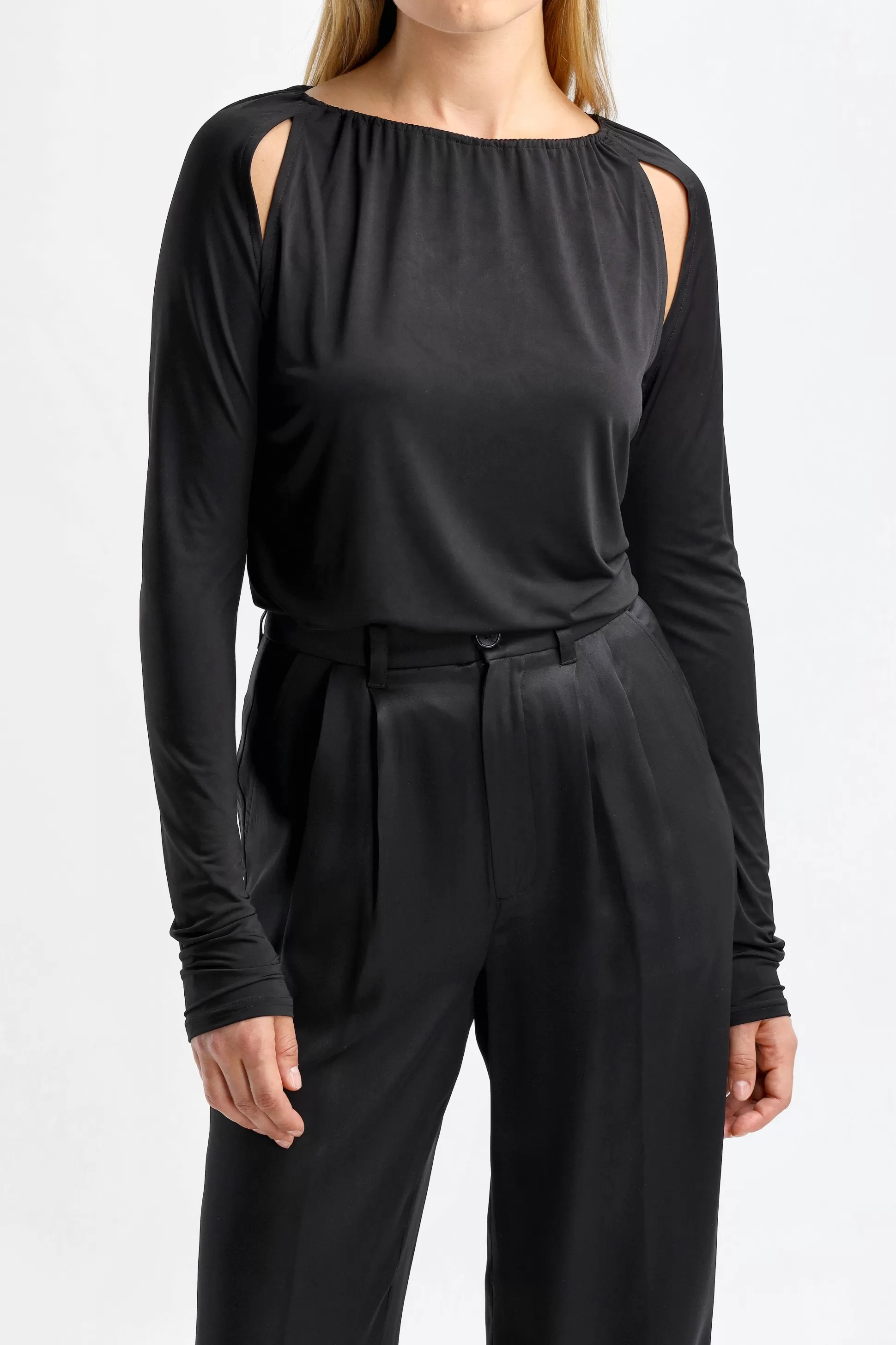 Victoria Beckham T-Shirts & Manches Longues^T-Shirt Long Split En Noir