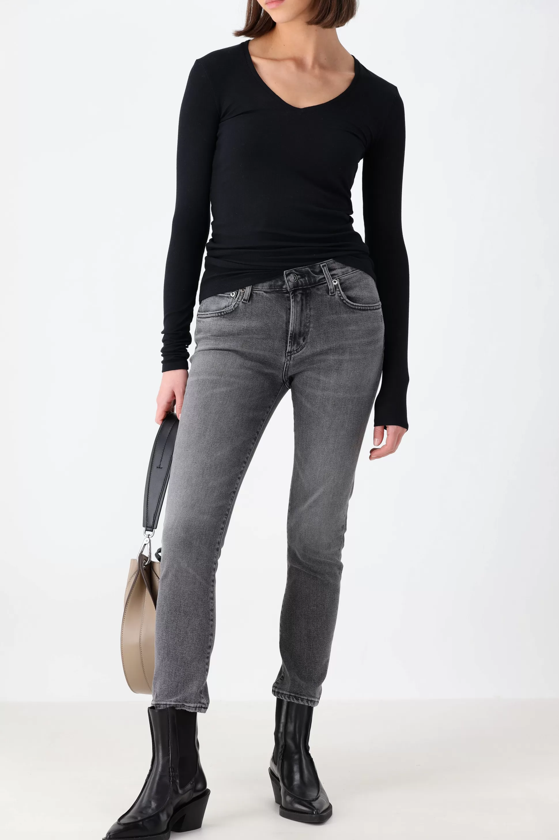 Anthony Thomas Melillo T-Shirts & Manches Longues^T-Shirt Long V Modal Rib En Noir