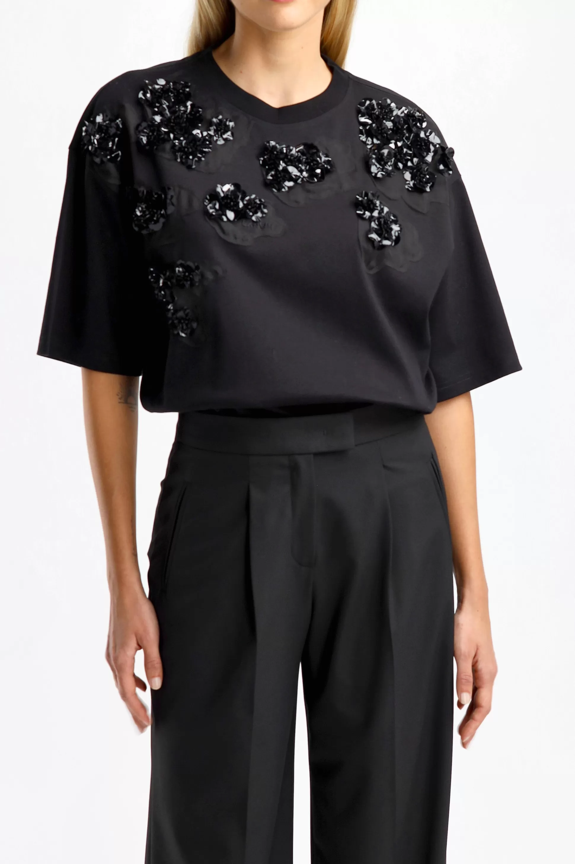 Lanvin T-Shirts & Manches Longues^T-Shirt Oversized Flower En Noir