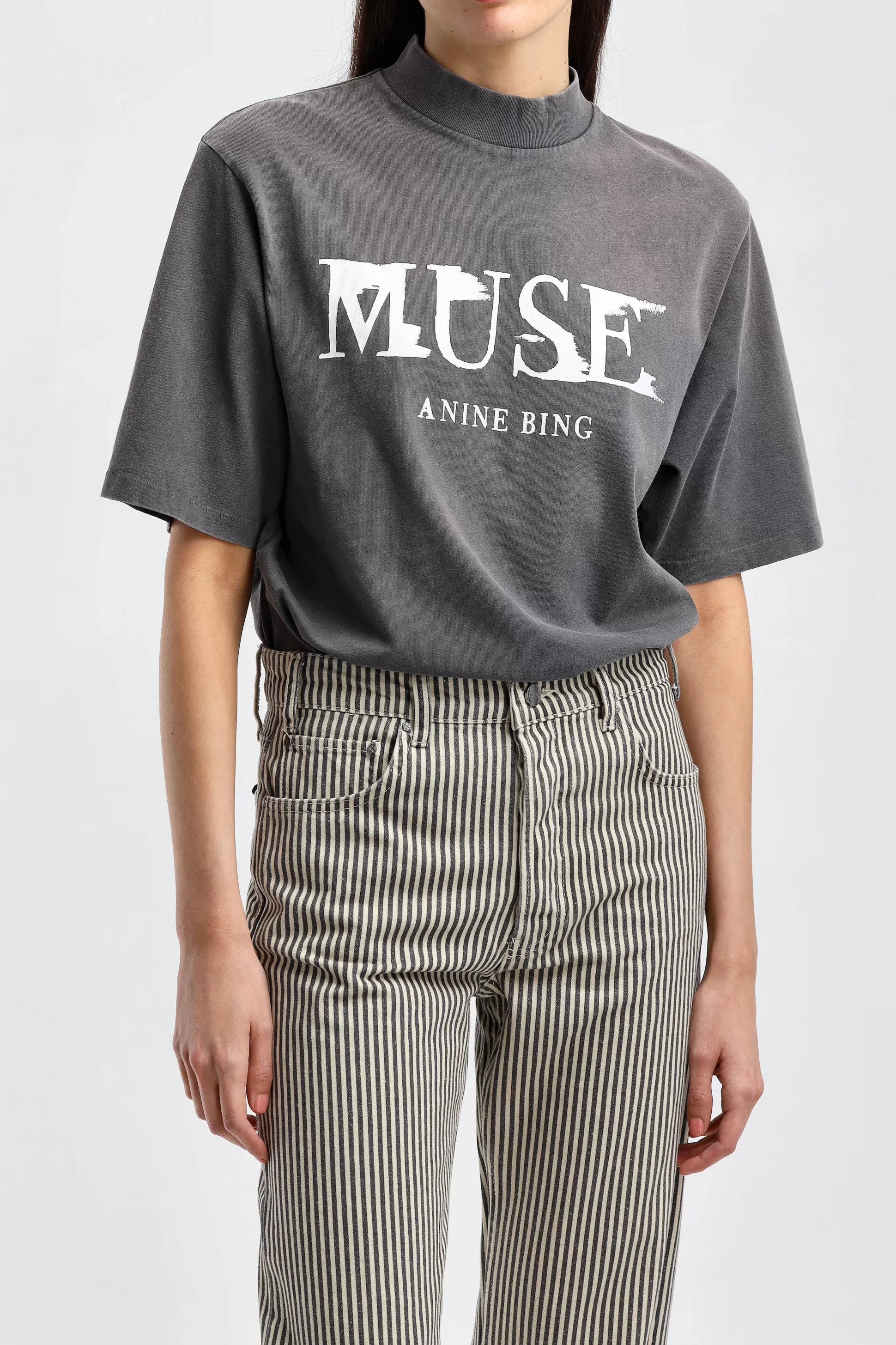 Anine Bing T-Shirts & Manches Longues^T-Shirt Wes Muse En Noir Delave