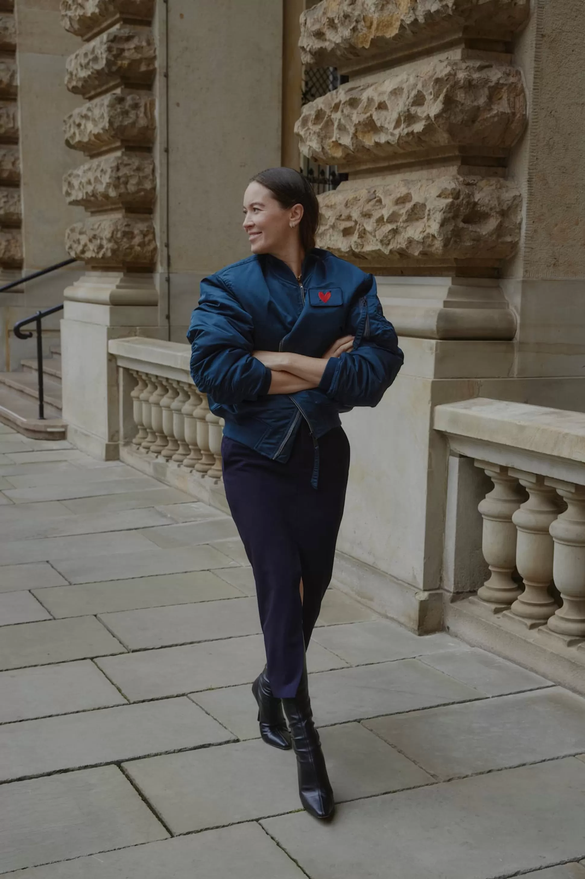 Schott x Anita Hass Vestes & Gilets^Veste Airforce 90S 'Heart' En Bleu Marine