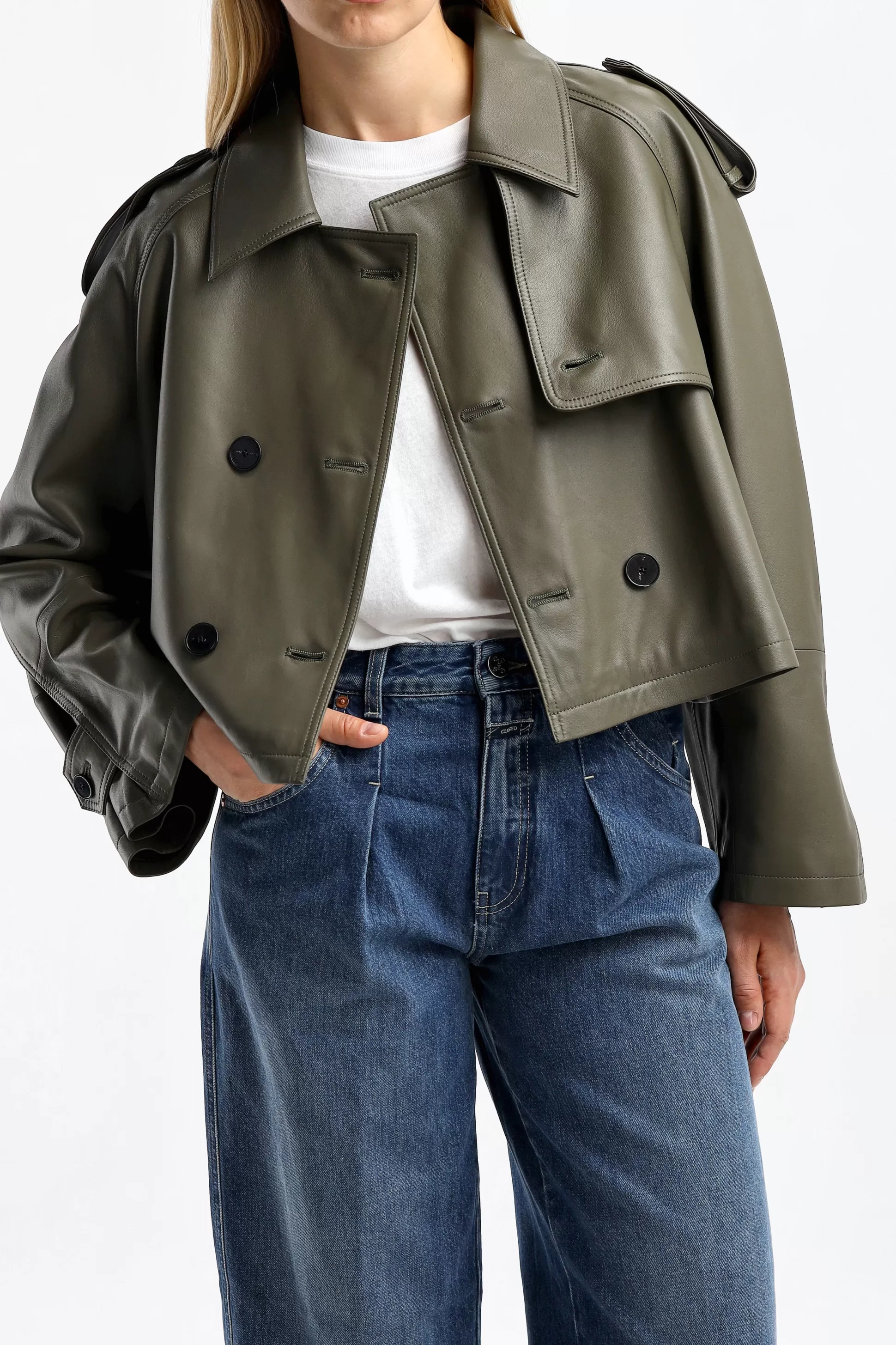 Closed Vestes & Gilets^Veste Cropped Trench En Vert Armee