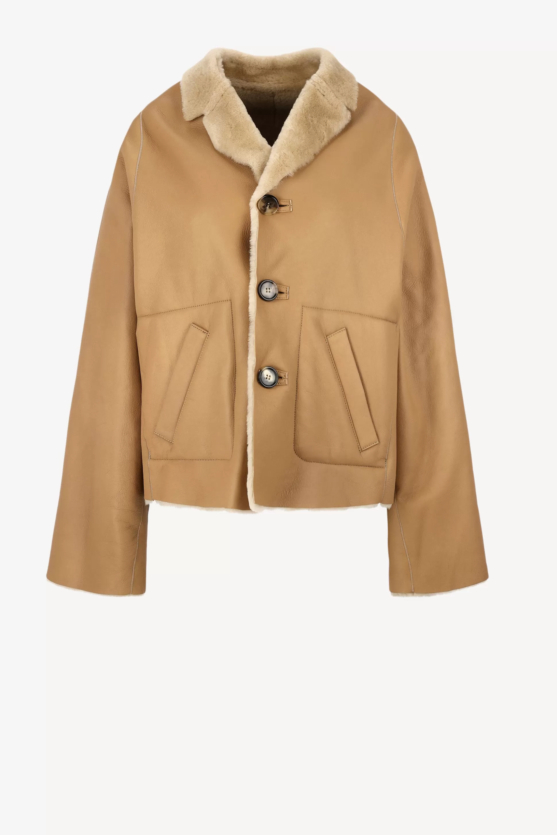 Marni Vestes & Gilets^Veste Reversible En Shearling Wheat